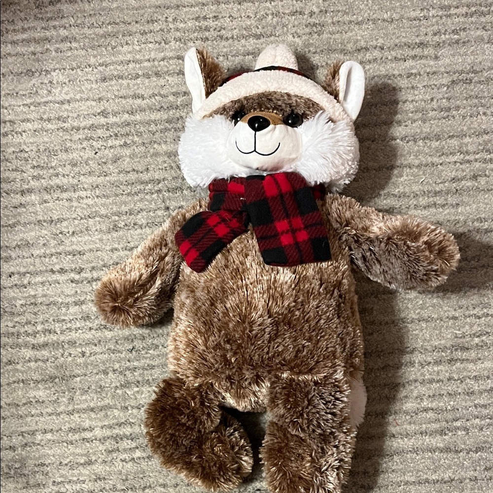 Brown Plush Bear with Hat and Scarf